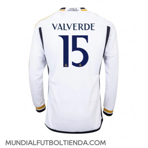 Camiseta Real Madrid Federico Valverde #15 Primera Equipación Replica 2023-24 mangas largas
